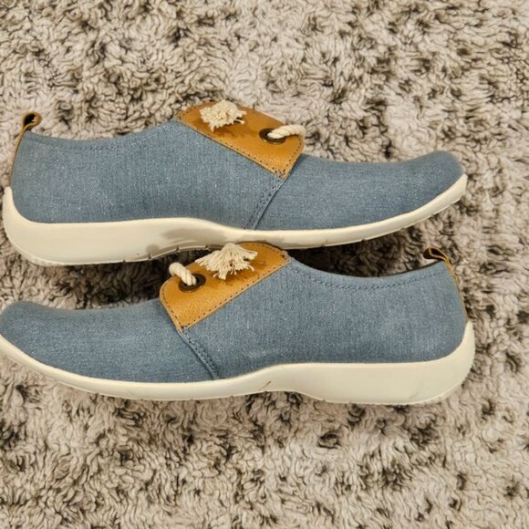 Ros Hommerson Calypso SZ 9.5N Casual Blue & Beige Closed Toe Slip On Deck Shoe - Picture 4 of 9